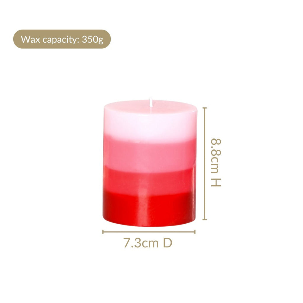 Layered Pillar Candle Red And Pink Nestasia