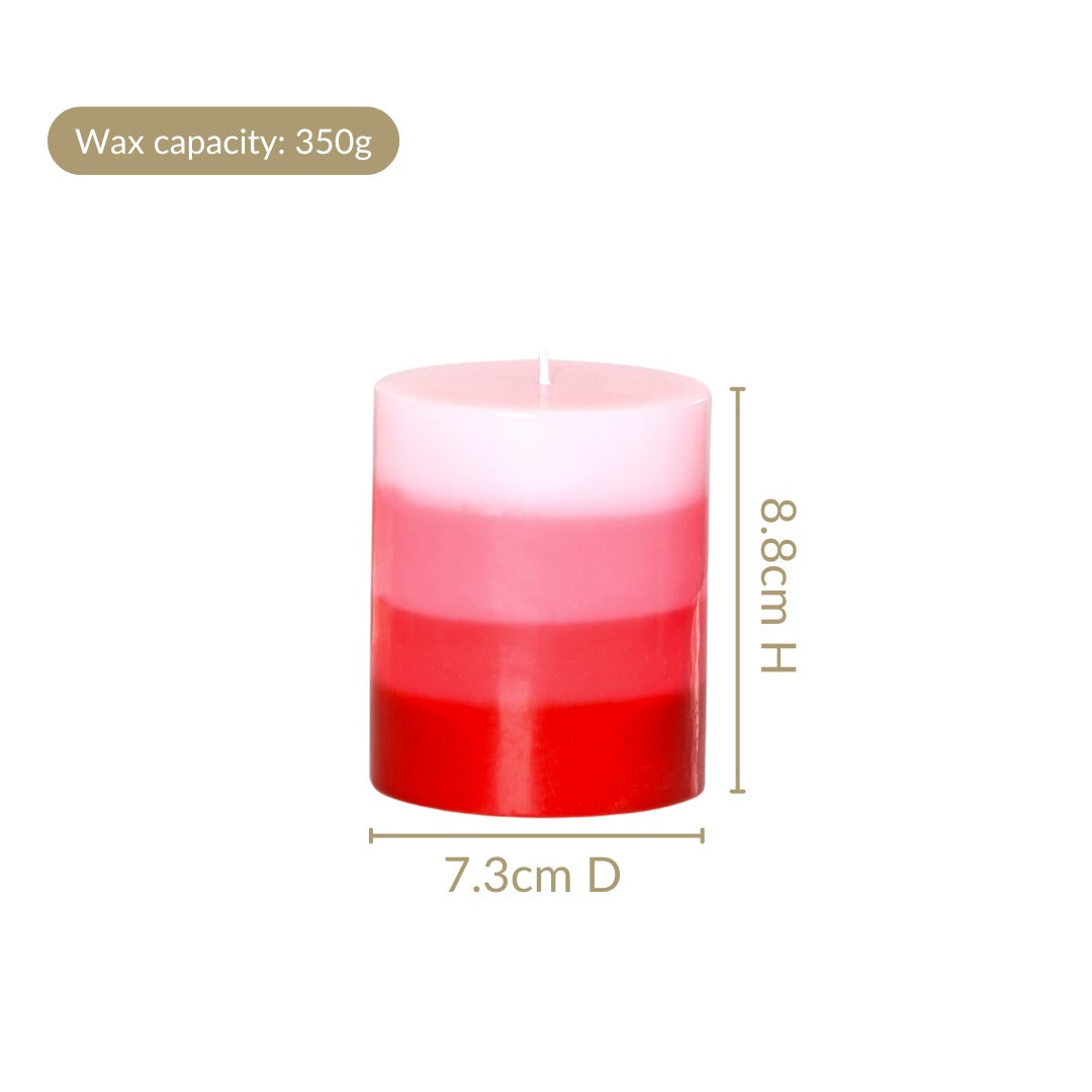 Layered Pillar Candle Red And Pink Nestasia