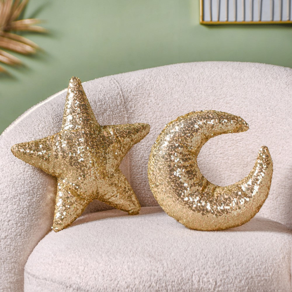 Moon And Star Sequin Throw Pillow Set Of 2 Nestasia