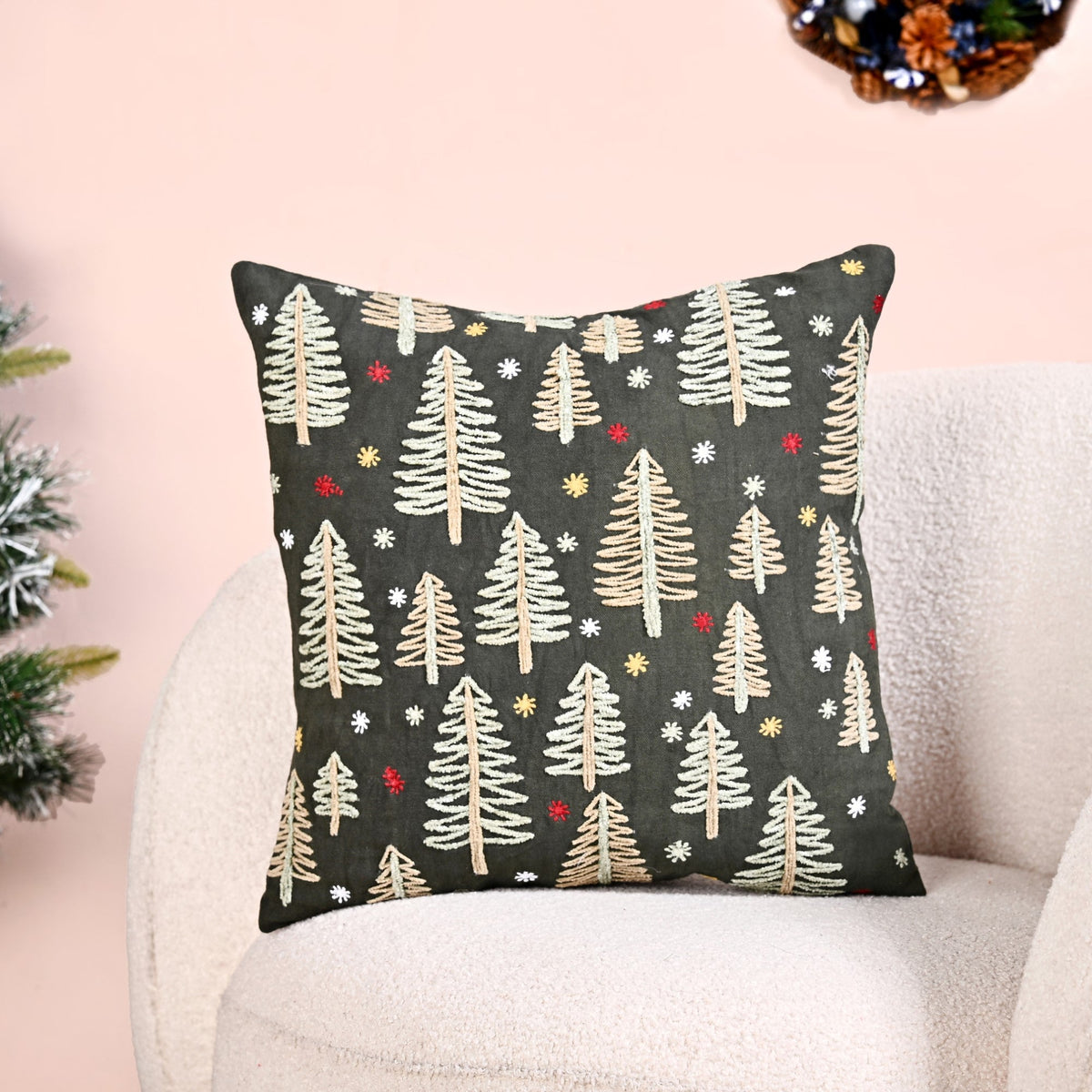Pine Trees Under The Night Sky Sofa Cushion Cover 40x40cm Nestasia
