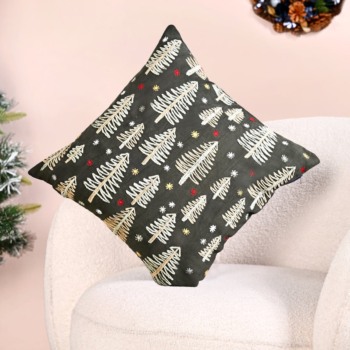Pine Trees Under The Night Sky Sofa Cushion Cover 40x40cm Nestasia