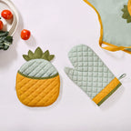 Pineapple Chef Apron With Mitten And Pot Holder Nestasia