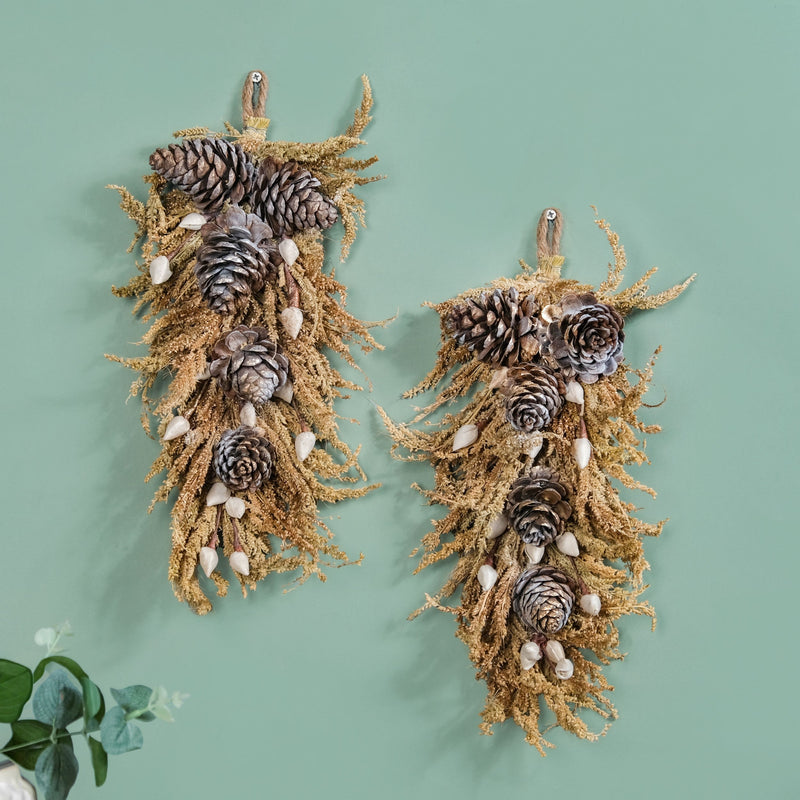 Pinecone Organic Handmade Wall Hanging Set Of 2 Nestasia