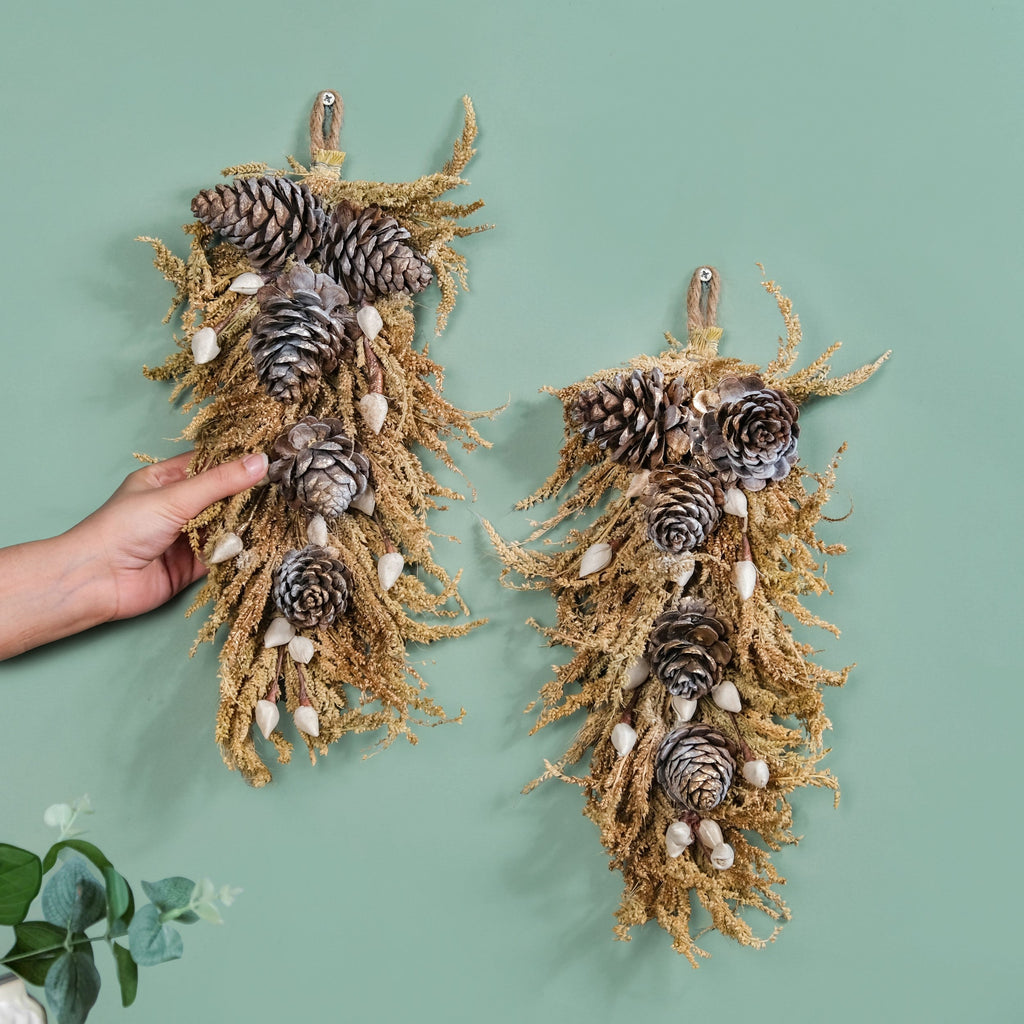 Pinecone Organic Handmade Wall Hanging Set Of 2 Nestasia