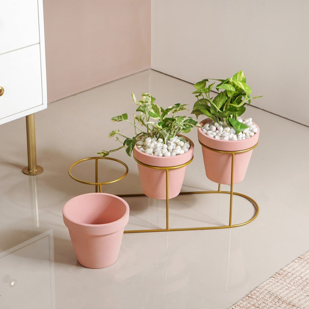 TerraGold Pink Cascade 3 Tier Planter Stand Set Nestasia