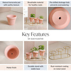TerraGold Pink Cascade 3 Tier Planter Stand Set Nestasia