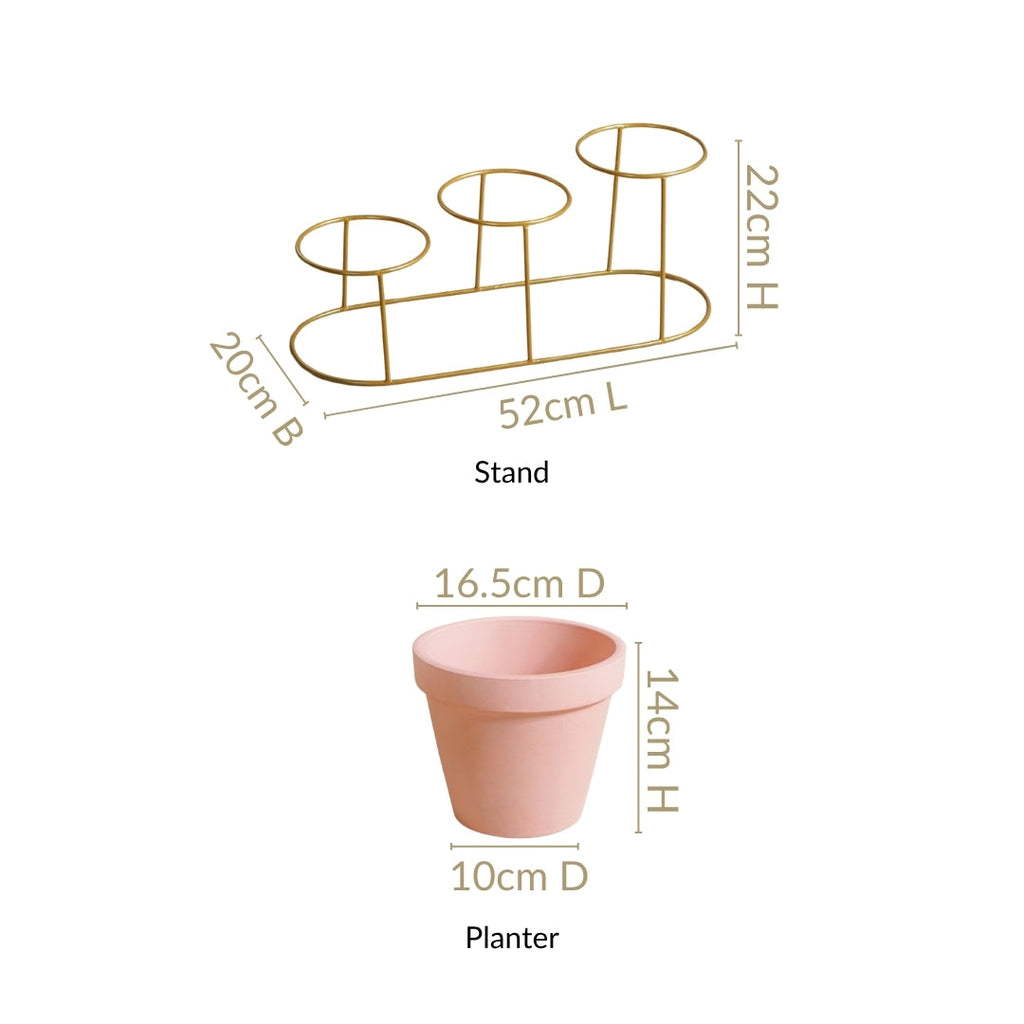 TerraGold Pink Cascade 3 Tier Planter Stand Set Nestasia