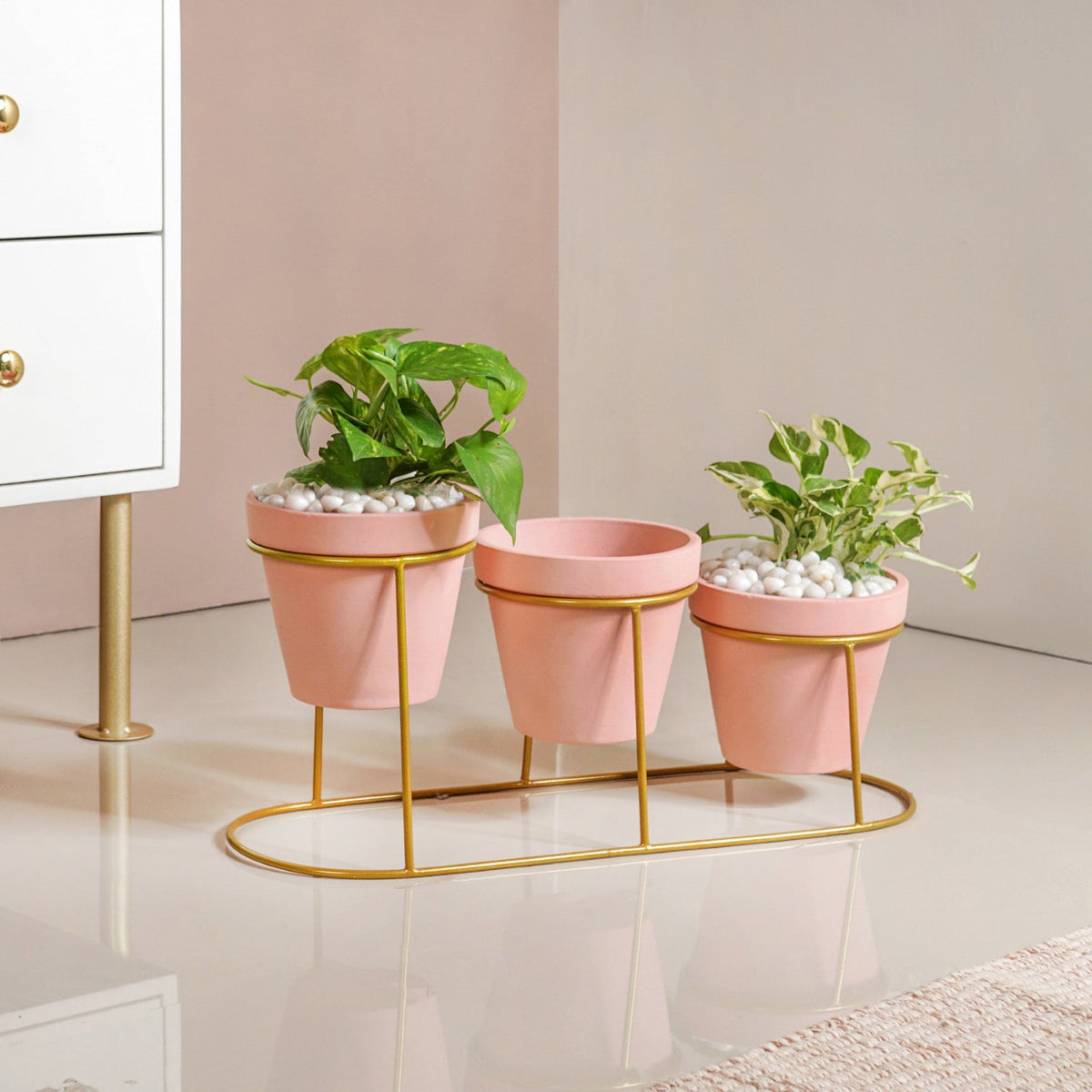 TerraGold Pink Cascade 3 Tier Planter Stand Set Nestasia