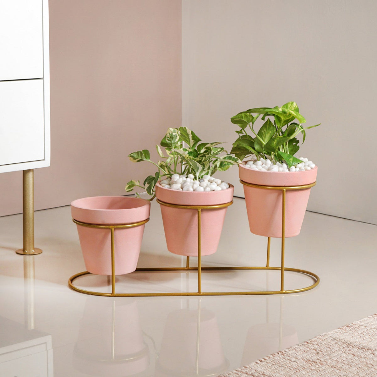 TerraGold Pink Cascade 3 Tier Planter Stand Set Nestasia