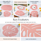 Pink Laser Cut Monstera Leaf Table Mat Set Of 6 Nestasia