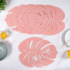 Pink Laser Cut Monstera Leaf Table Mat Set Of 6 Nestasia