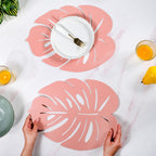 Pink Laser Cut Monstera Leaf Table Mat Set Of 6 Nestasia