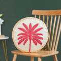 Pink Palm Embroidered Cotton Cushion Cover 45cm Nestasia