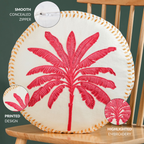 Pink Palm Embroidered Cotton Cushion Cover 45cm Nestasia