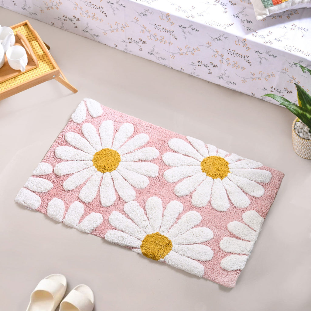Pink Roseate Cotton Anti Slip Floor Mat 85x53cm Nestasia