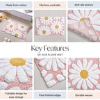 Pink Roseate Cotton Anti Slip Floor Mat 85x53cm Nestasia