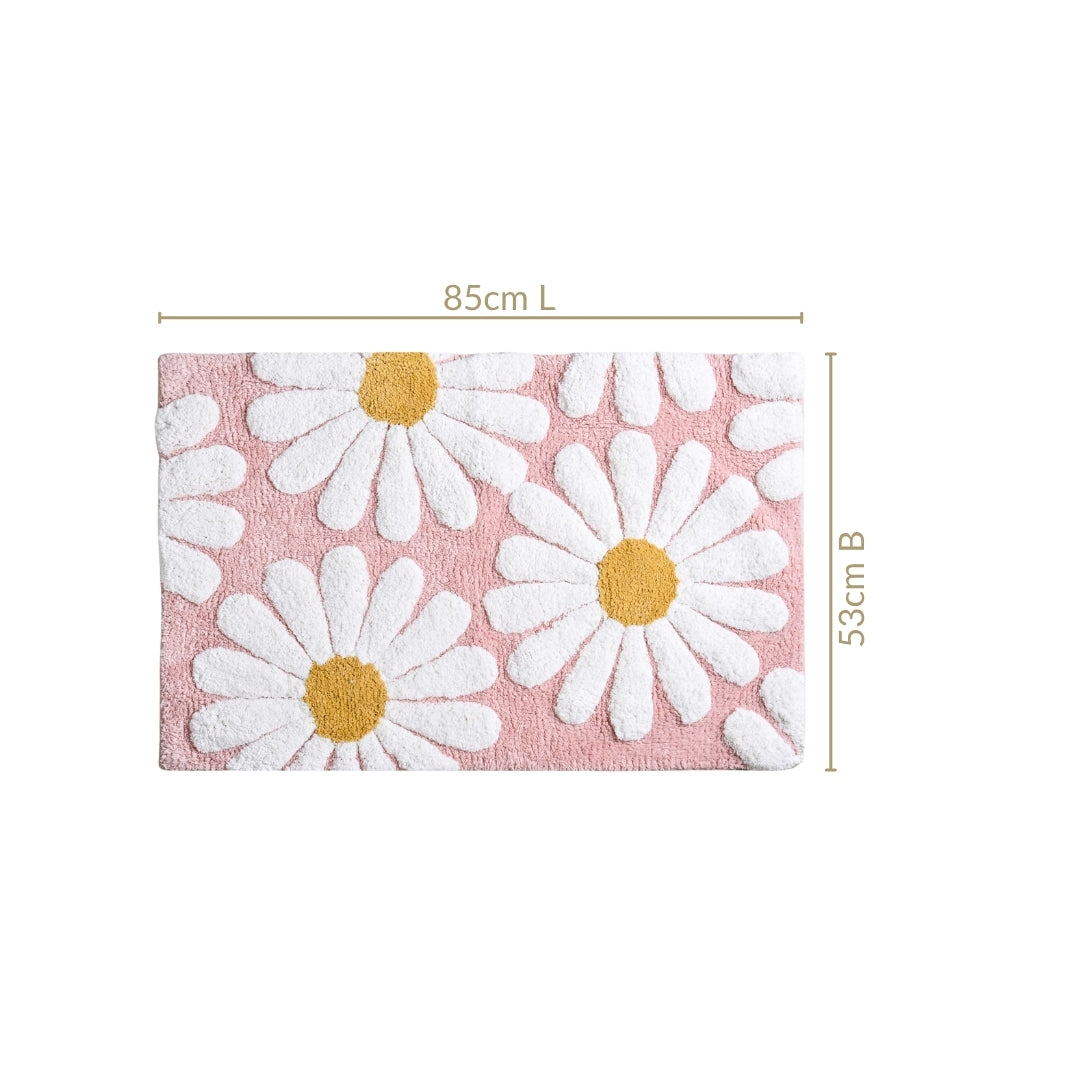 Pink Roseate Cotton Anti Slip Floor Mat 85x53cm Nestasia