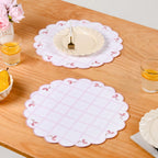 Pink Periwinkle Cotton Embroidered Table Mat Set Of 6 Nestasia