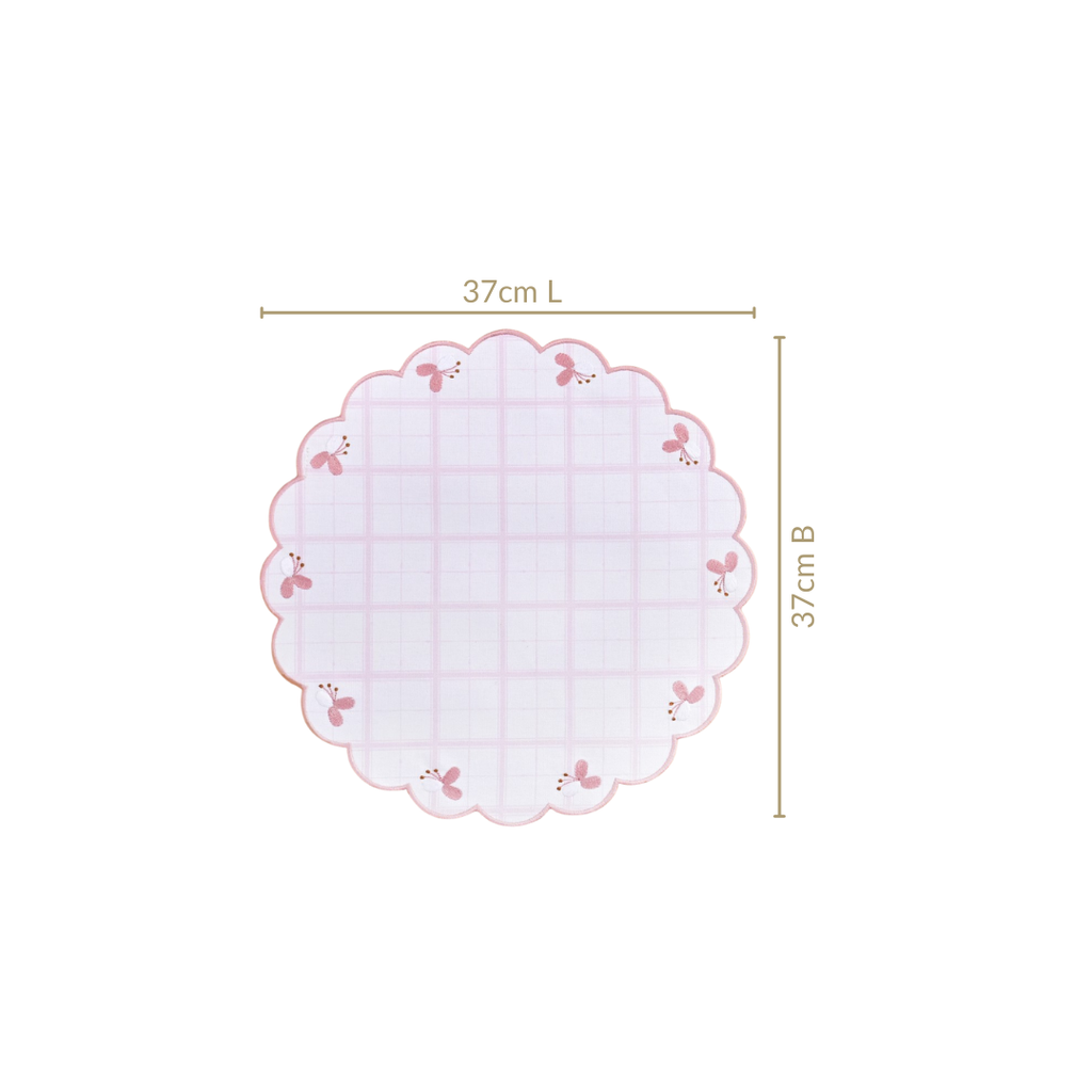 Pink Periwinkle Cotton Embroidered Table Mat Set Of 6 Nestasia