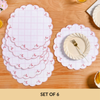 Pink Periwinkle Cotton Embroidered Table Mat Set Of 6 Nestasia