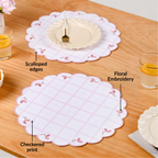 Pink Periwinkle Cotton Embroidered Table Mat Set Of 6 Nestasia