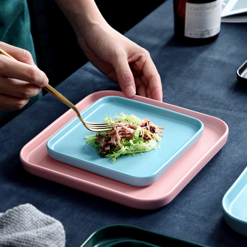 Pink Square Dinner Plate Nestasia