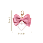 Pink Bow And Pearl Heart Cute Keychain Nestasia