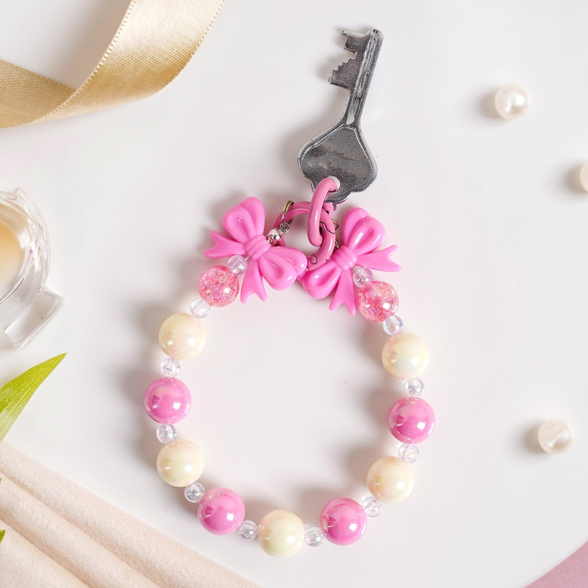 Blush Pink Bow Keychain Nestasia