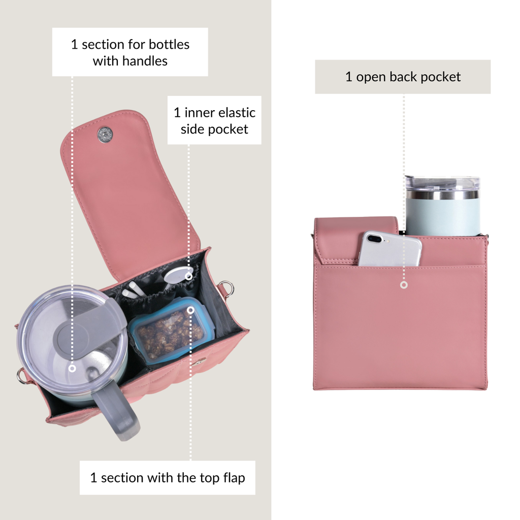 Pink Water Bottle Carrier Bag With Adjustable Strap Nestasia
