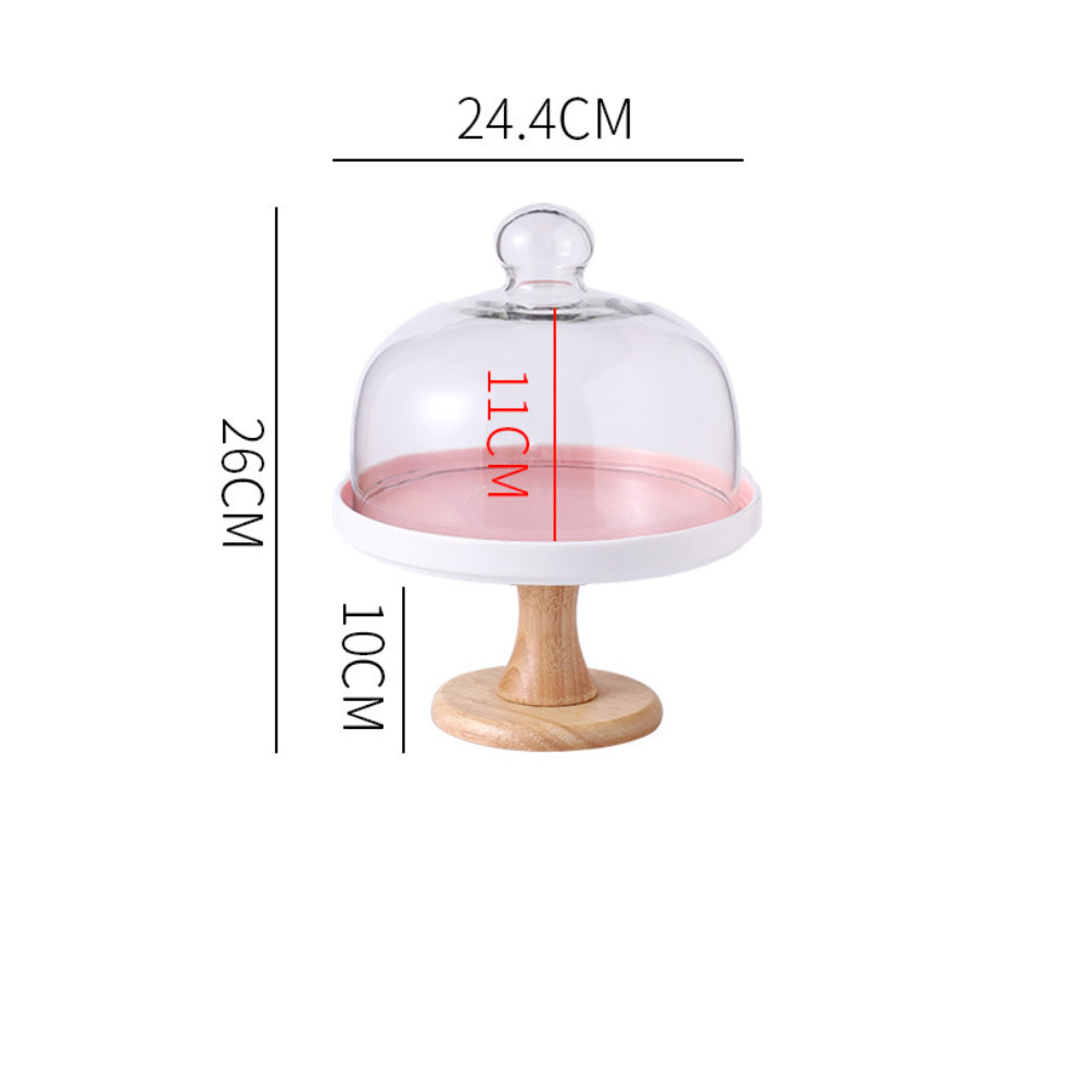 Cake Stand With Cloche Pink 9.5 Inch Nestasia