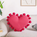 Pom Pom Heart Sofa Cushion Dark Pink 40x35cm Nestasia