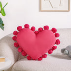 Pom Pom Heart Sofa Cushion Dark Pink 40x35cm Nestasia