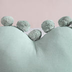 Pom Pom Heart Sofa Cushion Mint Green 40x35cm Nestasia