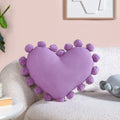 Pom Pom Heart Sofa Cushion Purple 40x35cm Nestasia