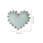 Pom Pom Heart Sofa Cushion Mint Green 40x35cm Nestasia