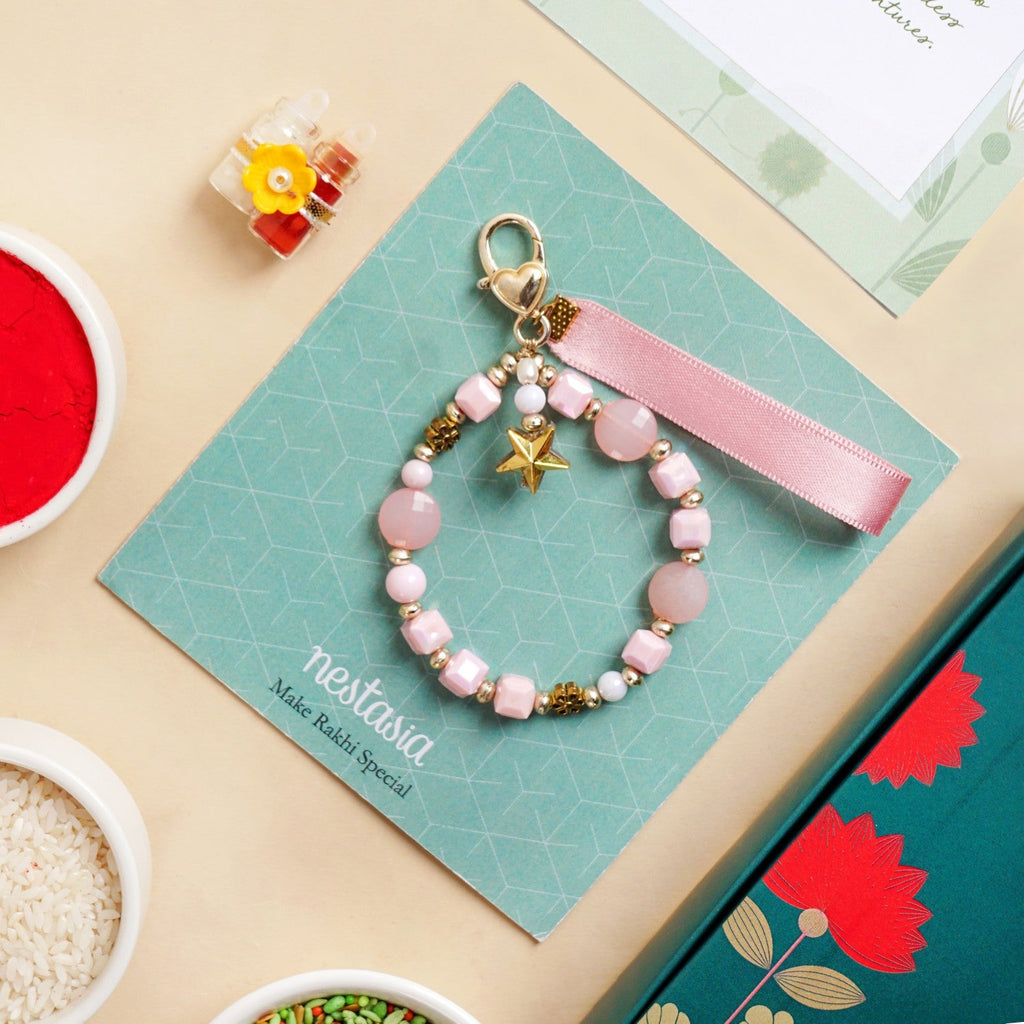 Pookie Pink Charm Bracelet Rakhi Gift Set Nestasia