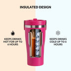 PopSip 20 Tumbler With Top Handle Electric Fuchsia Pink 600ml Nestasia