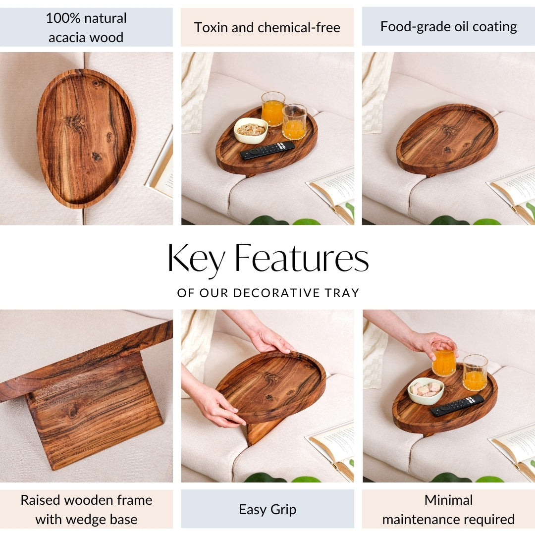 Wooden Sofa Serving Tray Nestasia