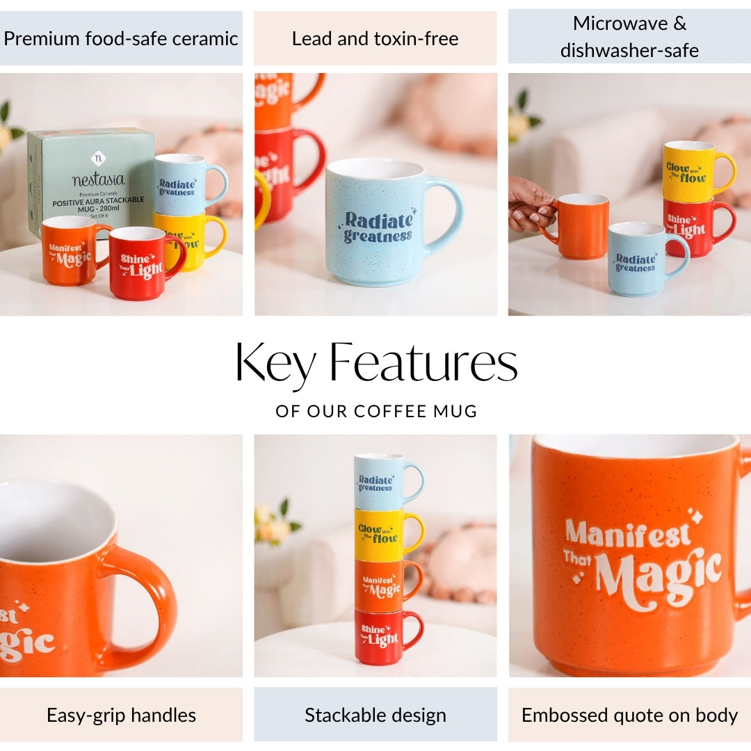 Positive Affirmation Stackable Mugs Set Of 4 280ml Nestasia