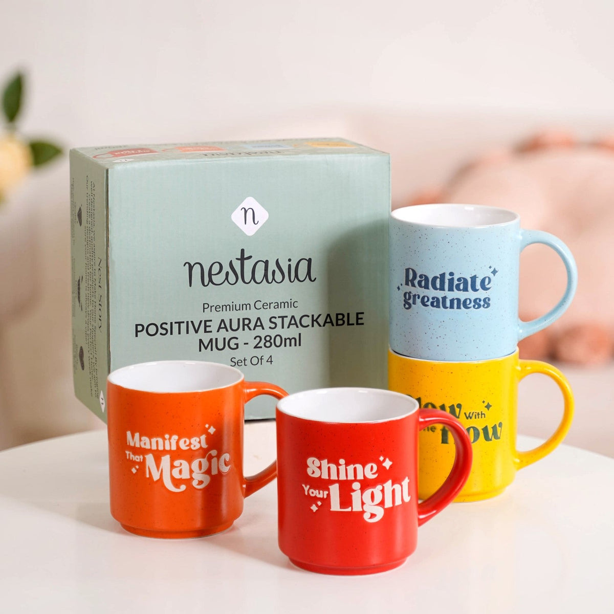 Positive Affirmation Stackable Mugs Set Of 4 280ml Nestasia