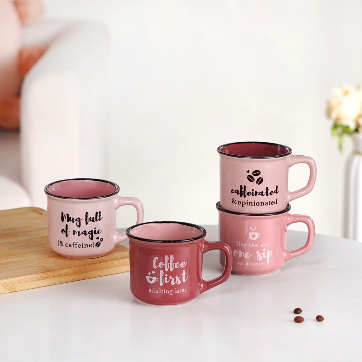 PourFect Mugs Set Of 4 Pink 170ml Nestasia