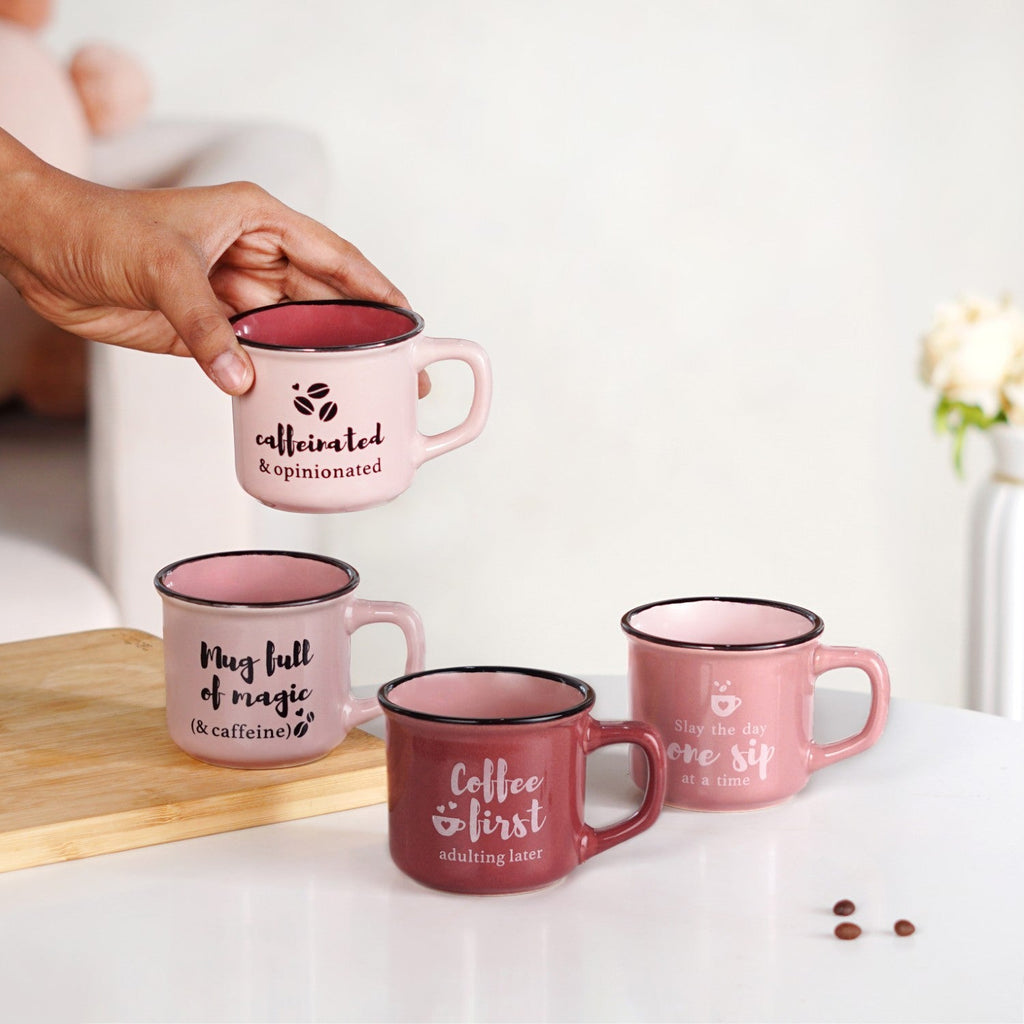PourFect Mugs Set Of 4 Pink 170ml Nestasia