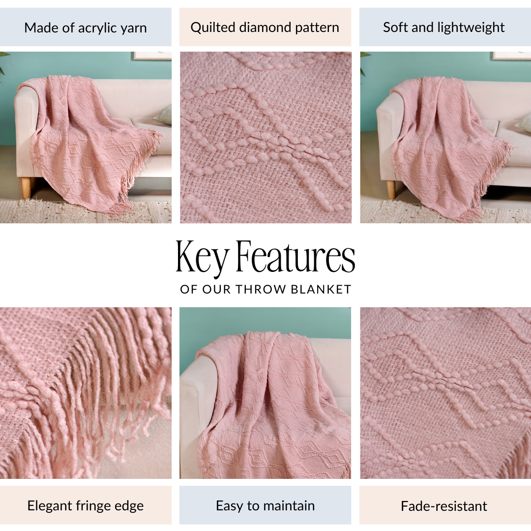 Powder Pink Comfort Throw Nestasia