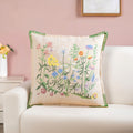 Prairie Floral Embroidered Cushion Cover 46x46cm Nestasia