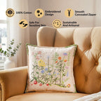 Prairie Floral Embroidered Cushion Cover 46x46cm Nestasia