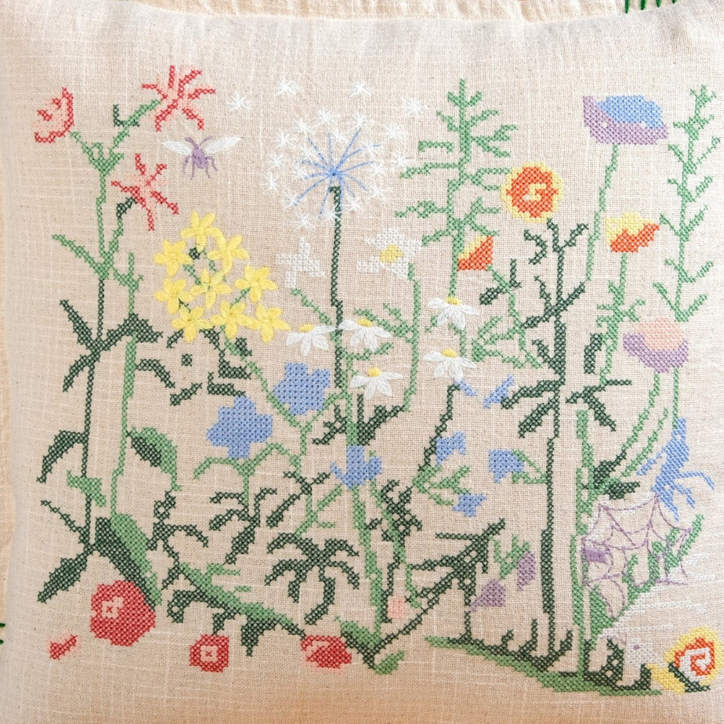 Prairie Floral Embroidered Cushion Cover 46x46cm Nestasia