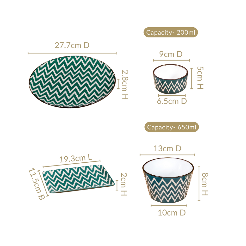 Oscilla Green 16 Piece Ceramic Dinner Set For 4 Nestasia