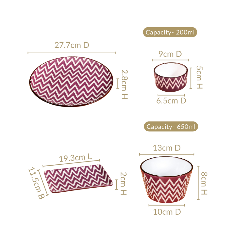 Oscilla Purple 16 Piece Premium Dinner Set For 4 Nestasia