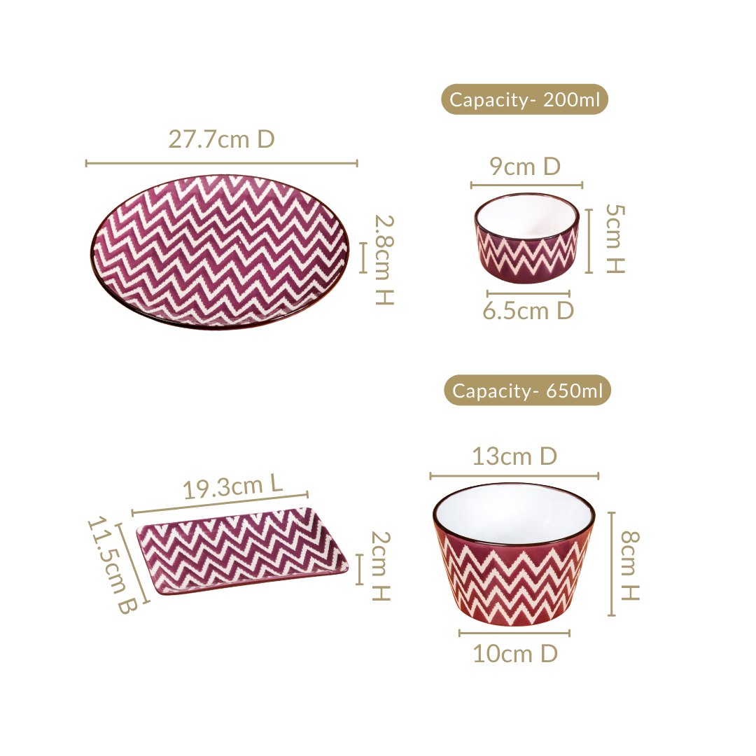 Oscilla Purple 16 Piece Premium Dinner Set For 4 Nestasia