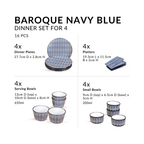 Baroque Navy Blue 16 Piece Dinner Set For 4 Nestasia